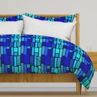 blue bluer the bluest- blue and teal blocks  abstract geometric design