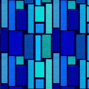 blue bluer the bluest- blue and teal blocks  abstract geometric design