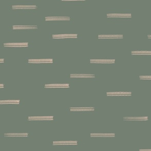 Irregular playful horizontal lines for summer decor in earthy green and cream