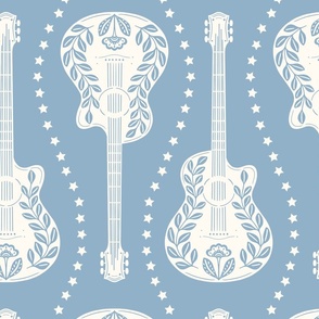 Guitars + Stars | Large Scale | Cornflower Blue & Creamy White