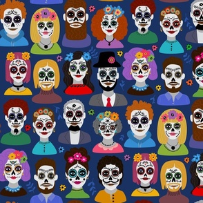 Dia de los Muertos,  Day of the Dead, men and woman avatars portraits illustration design