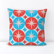 Mid Century Atomic Starbursts on Red and Blue Circles - Big scale 