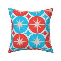 Mid Century Atomic Starbursts on Red and Blue Circles - Big scale 