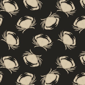 (M) Crustacean Crabs seafood beige tan on black