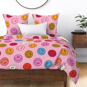 Party Mood Retro Smiley On Pink - large scale