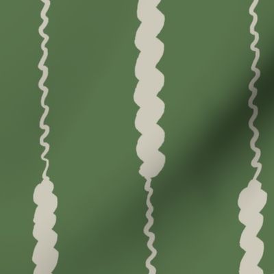 Abstract Irregular playful electrical lines for summer decor in green, beige
