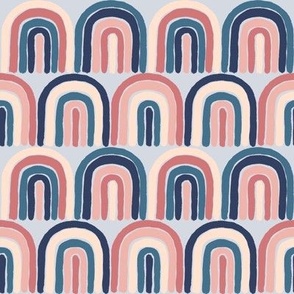Rainbows in a row_retro blue and pink