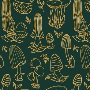 Golden mushrooms (green background)