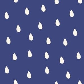 Cute Kawaii hand-drawn rain drops tears navy blue
