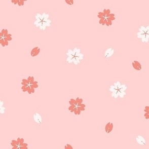 Cute Kawaii Hand-Drawn Cherry Blossoms Sakura Pink