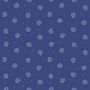 Cute kawaii hand drawn spirals swirls navy blue