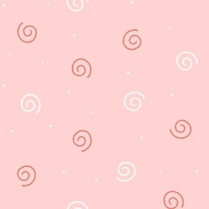 Cute kawaii hand drawn spirals swirls pink