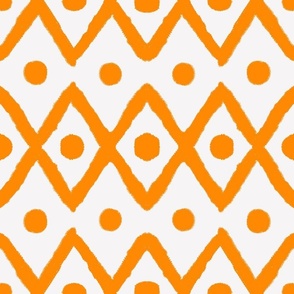 zig zag diamonds - tangerine orange and white.