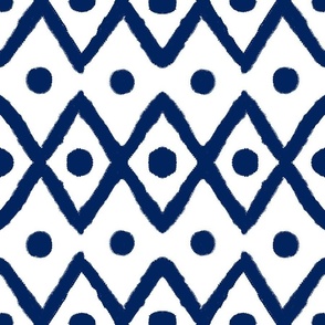 zig zag diamonds- marine  navy blue and white.