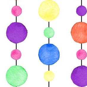 Medium Bright Watercolor Strings of Party Beads on White