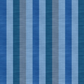 stripes in retro vintage denim blue hues, grey, dark green, on soft linen texture (M)