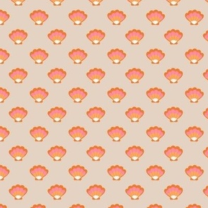 Retro little shells in rows - Deep sea ocean summer theme soft sand beige orange pink seventies palette 