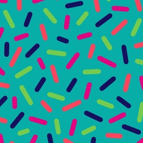 L – Aqua Rainbow Sprinkle Confetti – Multicolor Teal Party Cake and Icecream