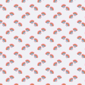 Tossed retro shells - Deep sea ocean summer theme pink orange blue on ivory 