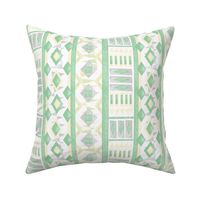 Ethnic ornament. Gray, yellow, green pattern on white.
