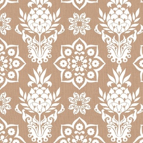 damask floral fruity vintage trend white and cream
