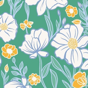 Poppy Floral White and Green-01