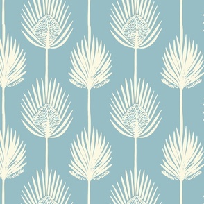 Frond Fusion Block-Print – Cream on French Blue  - New