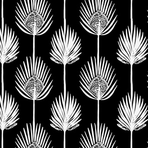 Frond Fusion Block-Print – White on  Black - New