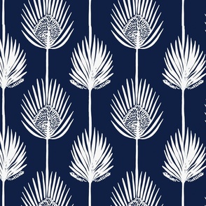 Frond Fusion Block-Print – White on Navy Blue  - New
