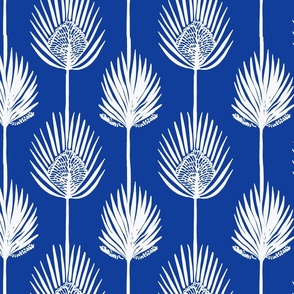 Frond Fusion Block-Print – White on Royal Blue  - New