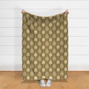 Frond Fusion Block-Print – Lt. Gold on Bronze Gold Grasscloth - New
