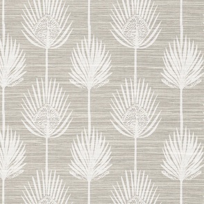 Frond Fusion Block-Print – White on Agreeable Gray Grasscloth - New