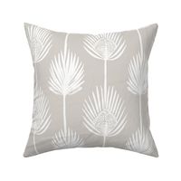 Frond Fusion Block-Print – White on Warm Gray – New 