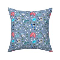 respiratory therapy floral blue 