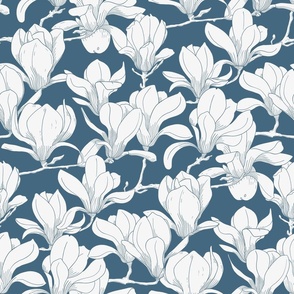 Magnolias on a blue background