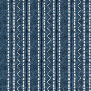 (S) Boho western stripes on rustic indigo blue denim