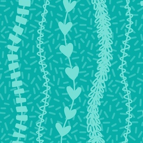 L - Aqua Party Streamers – Bright Teal Striped Balloon Tails