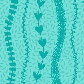 L - Aqua Party Streamers – Light Teal Striped Balloon Tails