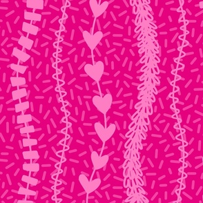 L - Pink Party Streamers – Bright Magenta Striped Balloon Tails