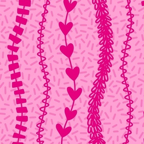 L - Pink Party Streamers – Light Fuchsia Striped Balloon Tails