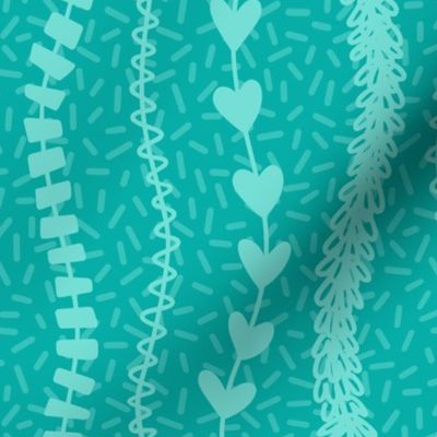 M - Aqua Party Streamers – Bright Teal Striped Balloon Tails