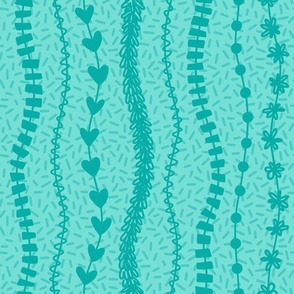 M - Aqua Party Streamers – Light Teal Striped Balloon Tails