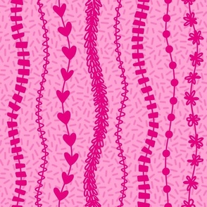 M - Pink Party Streamers – Light Fuchsia Striped Balloon Tails