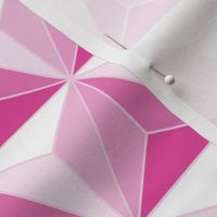 (M) Art Deco Pink and White Triangle Geometric Polyhedron 3D Simulated