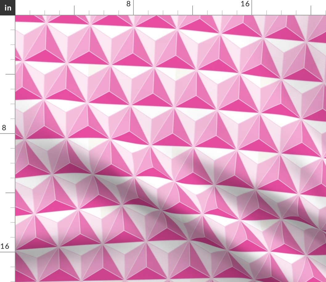 (M) Art Deco Pink and White Triangle Geometric Polyhedron 3D Simulated