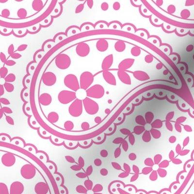 (XL) Paisley Hot Pink and White