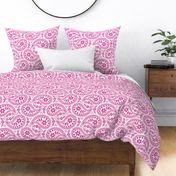 (XL) Paisley Shocking Pink and White