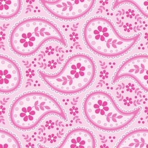 (XL) Paisley Shades of Pink and White