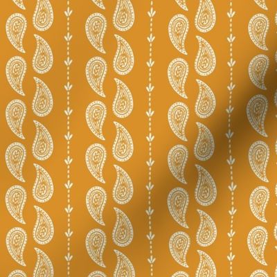 Western Paisley Bandana Stripe in Mustard Yellow