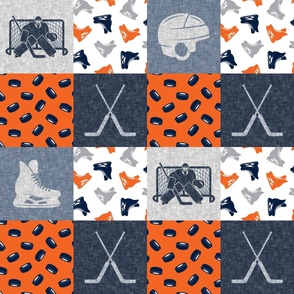 Hockey Goalie Patchwork - Hockey Skates Sports Wholecloth - orange/navy - LAD24